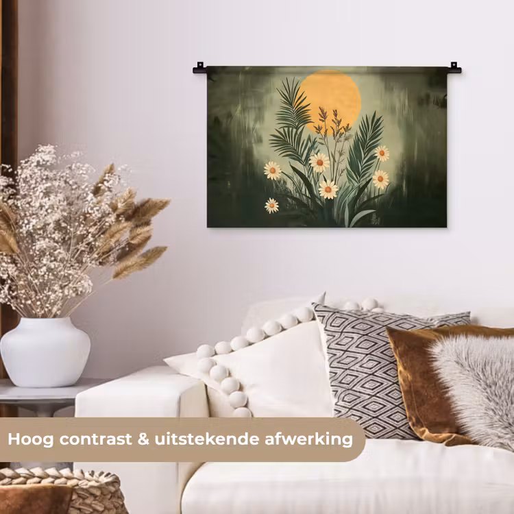Wandkleed - Bloemen - Bladeren - Zon - Groen — 4