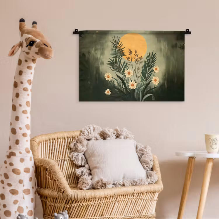 Wandkleed - Bloemen - Bladeren - Zon - Groen — 5