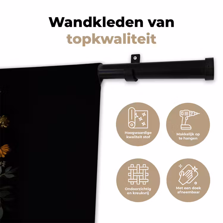 Wandkleed - Bloemstuk - Vaas - Zwart — 3