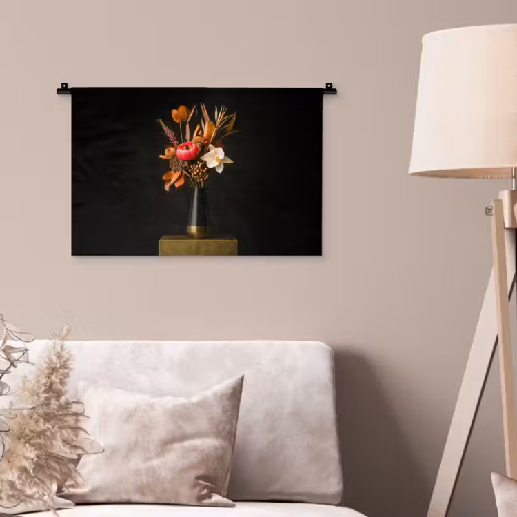 Wandkleed - Boeket - Oranje - Gouden - vaas — 2