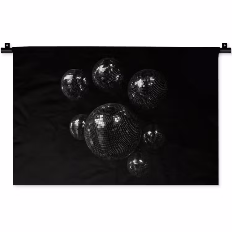 Wandkleed - Discoballen - Minimalistisch - Zwart — 1