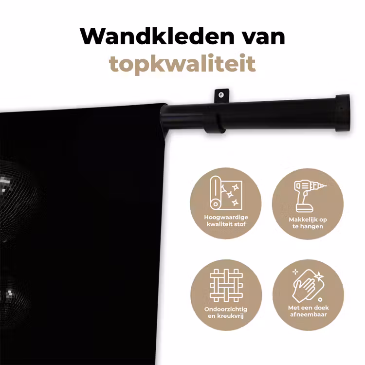 Wandkleed - Discoballen - Minimalistisch - Zwart — 3