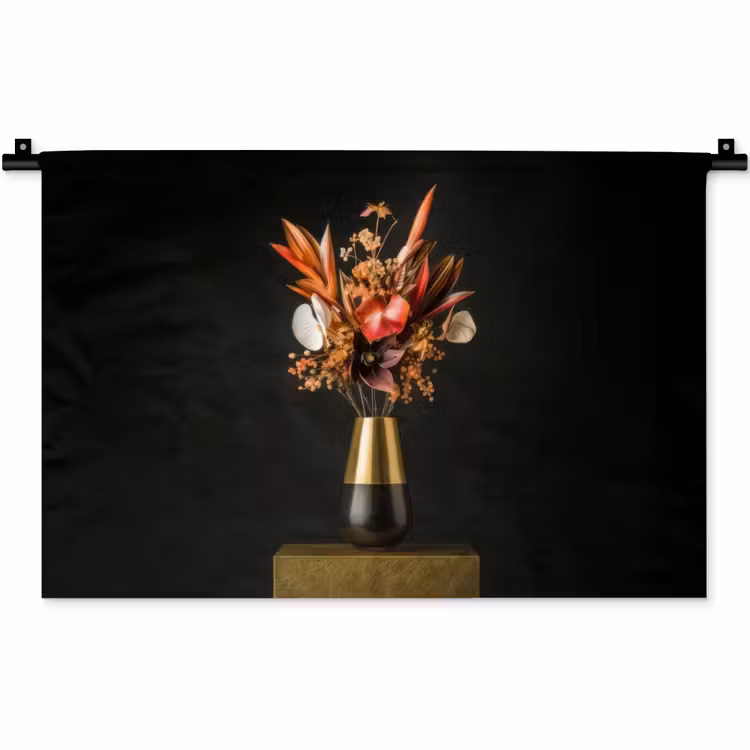 Wandkleed - Exotisch - Boeket - Vaas - Goud — 1