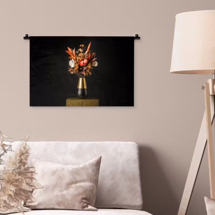 Wandkleed - Exotisch - Boeket - Vaas - Goud — 2