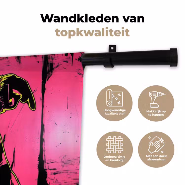 Wandkleed - Hond - Zonnebril - Roze - Art — 3