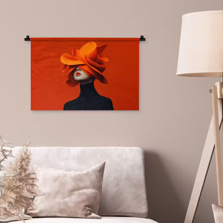 Wandkleed - Oranje - Hoed - Vrouw — 2