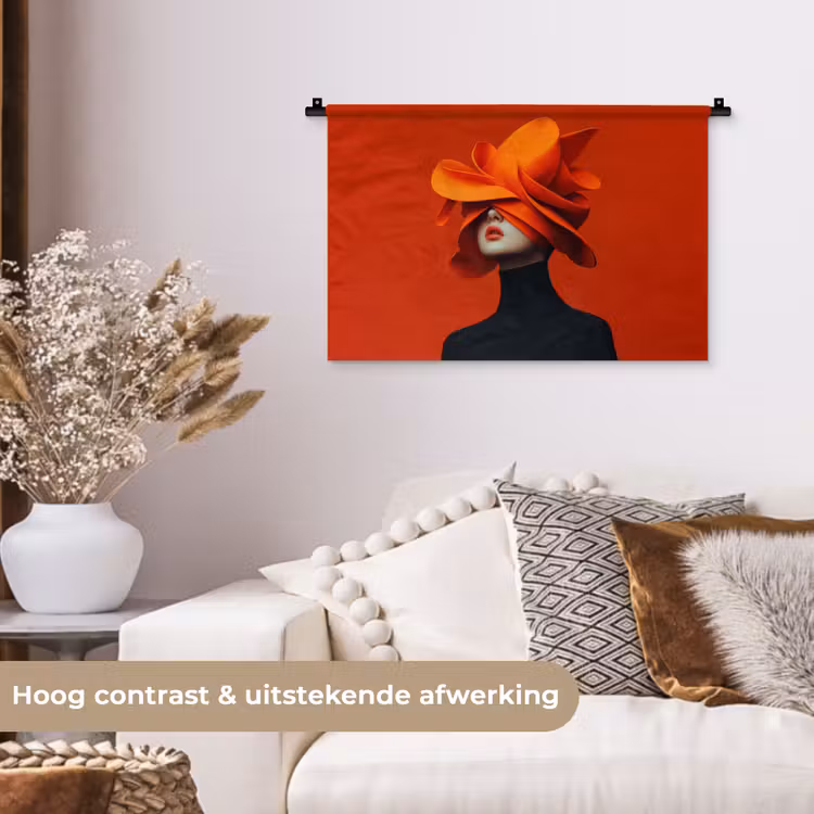 Wandkleed - Oranje - Hoed - Vrouw — 4