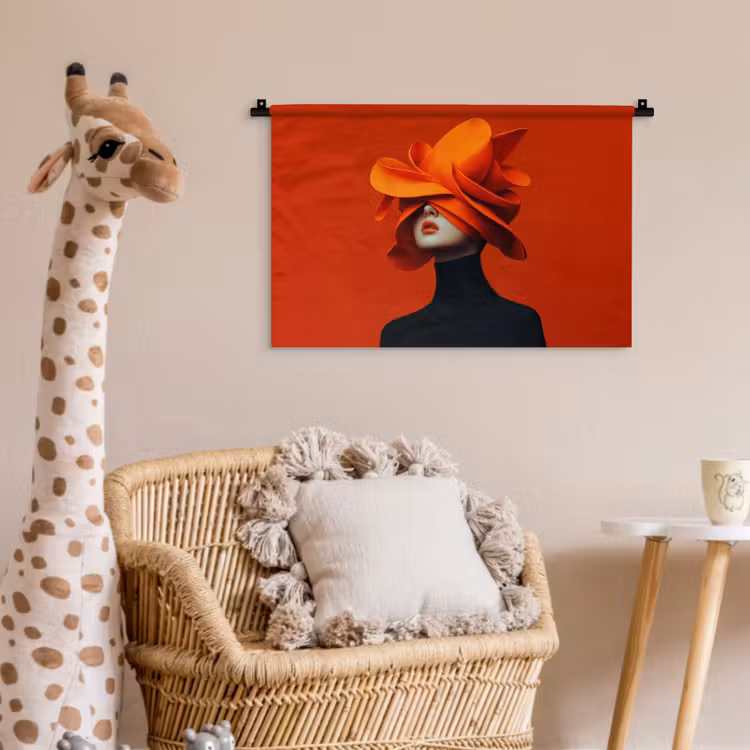 Wandkleed - Oranje - Hoed - Vrouw — 5