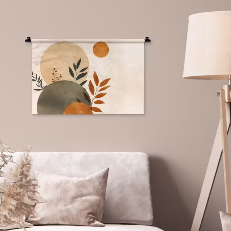 Wandkleed - Vormen - Rond - Bladeren - Beige — 2