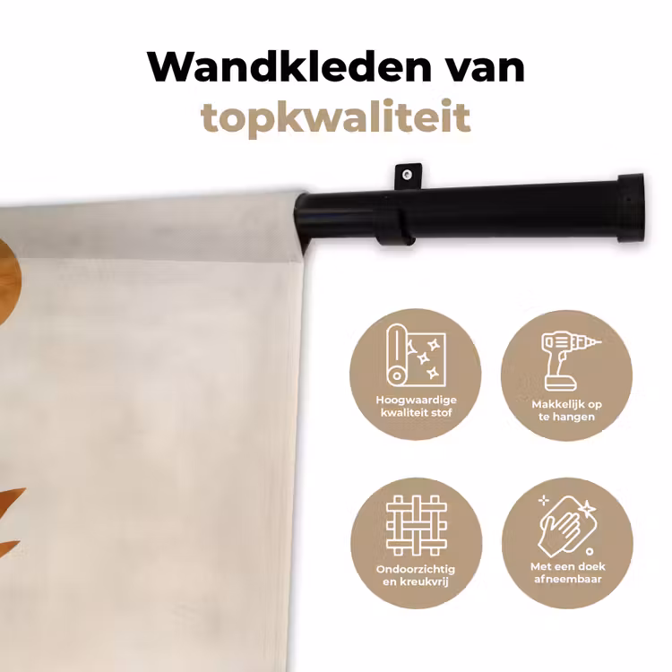Wandkleed - Vormen - Rond - Bladeren - Beige — 3