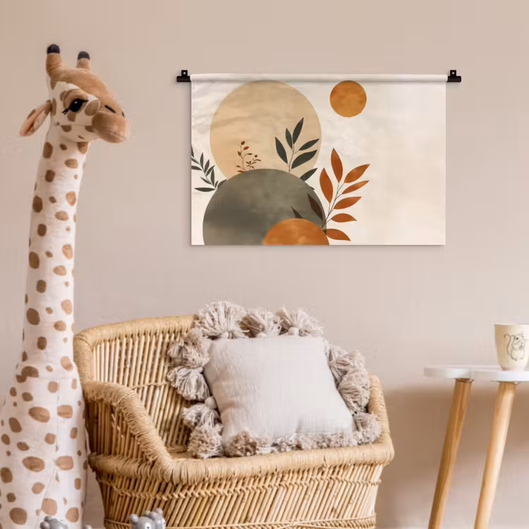 Wandkleed - Vormen - Rond - Bladeren - Beige — 5