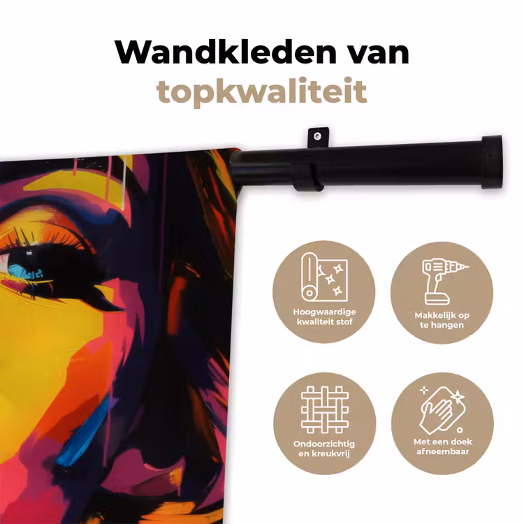 Wandkleed - Vrouw - Gezicht - Kleurrijk — 3