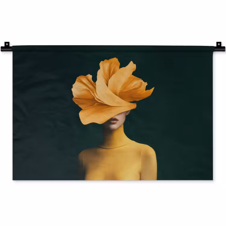 Wandkleed - Vrouw - Hoed - Geel — 1