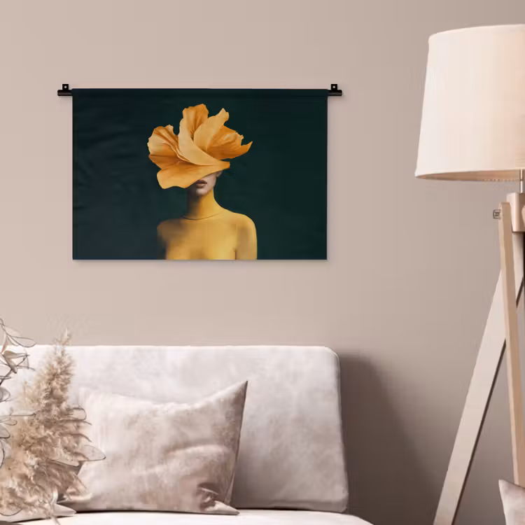 Wandkleed - Vrouw - Hoed - Geel — 2