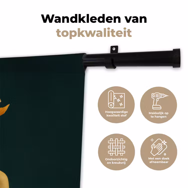Wandkleed - Vrouw - Hoed - Geel — 3