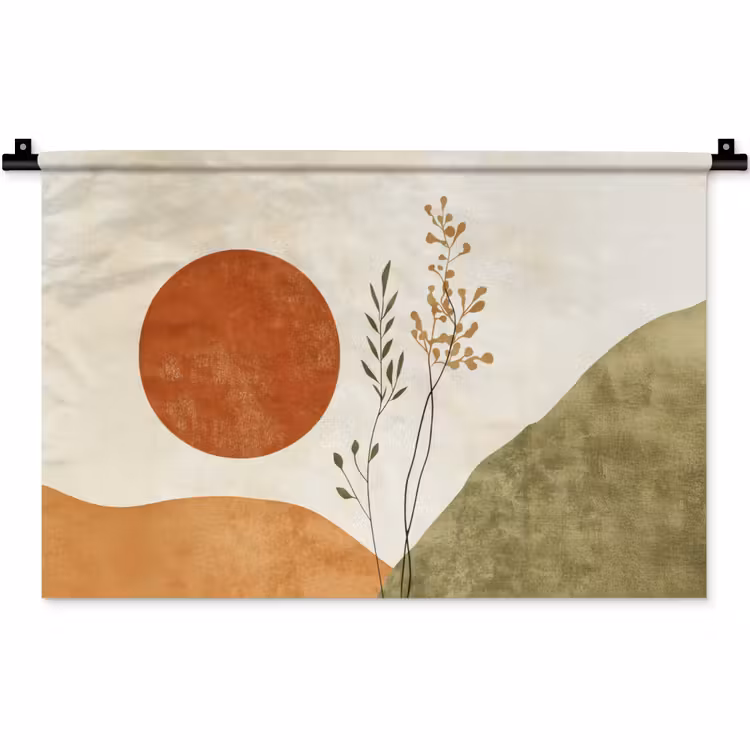 Wandkleed - Zon - Abstract - Takken - Oranje — 1