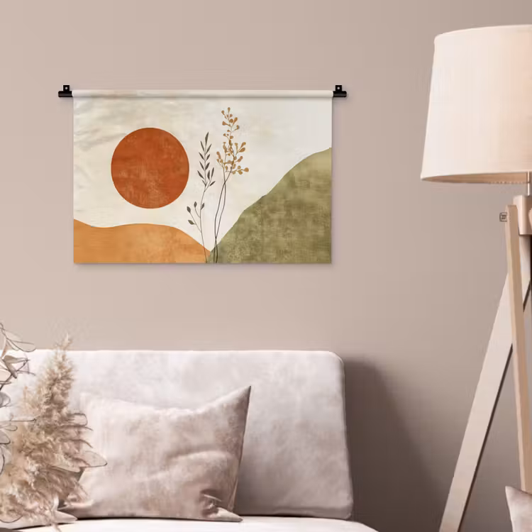 Wandkleed - Zon - Abstract - Takken - Oranje — 2