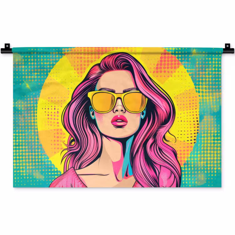 Wandkleed - Zonnebril - Vrouw - Zonnig - Geel — 1