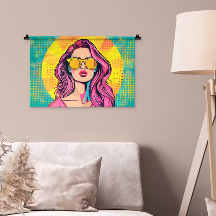 Wandkleed - Zonnebril - Vrouw - Zonnig - Geel — 2