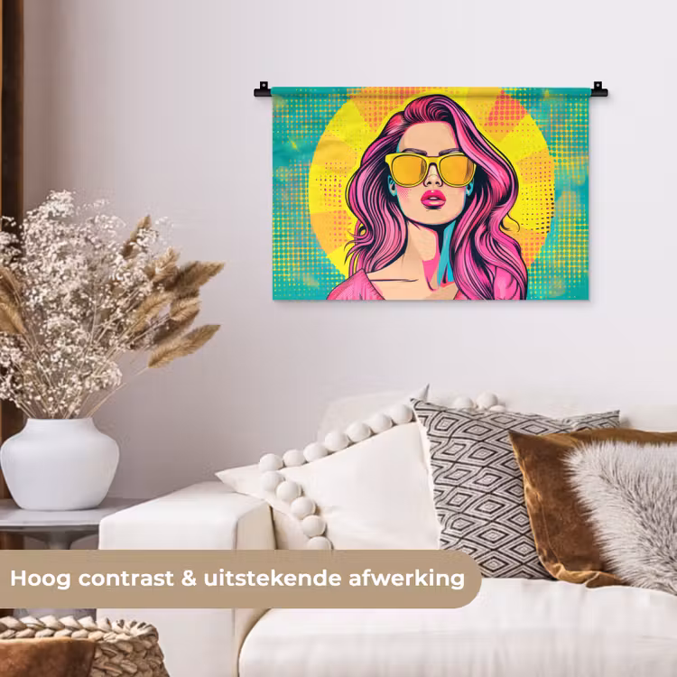Wandkleed - Zonnebril - Vrouw - Zonnig - Geel — 4