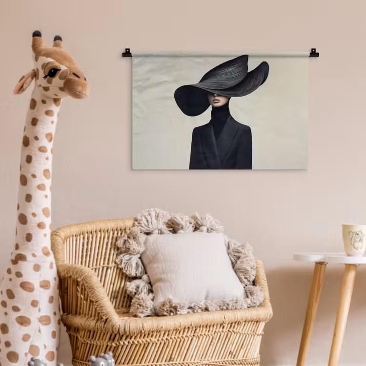 Wandkleed - Zwart - Vrouw - Hoed — 5