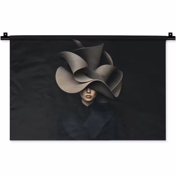 Wandkleed - Zwarte - Hoed - Vrouw — 1