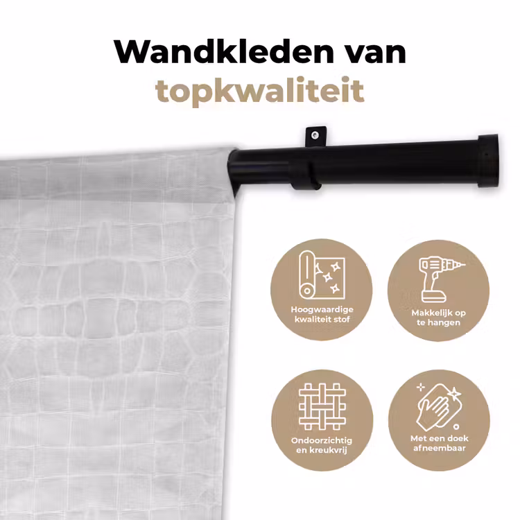 Wandkleed - Krokodil - Leer - Wit — 3