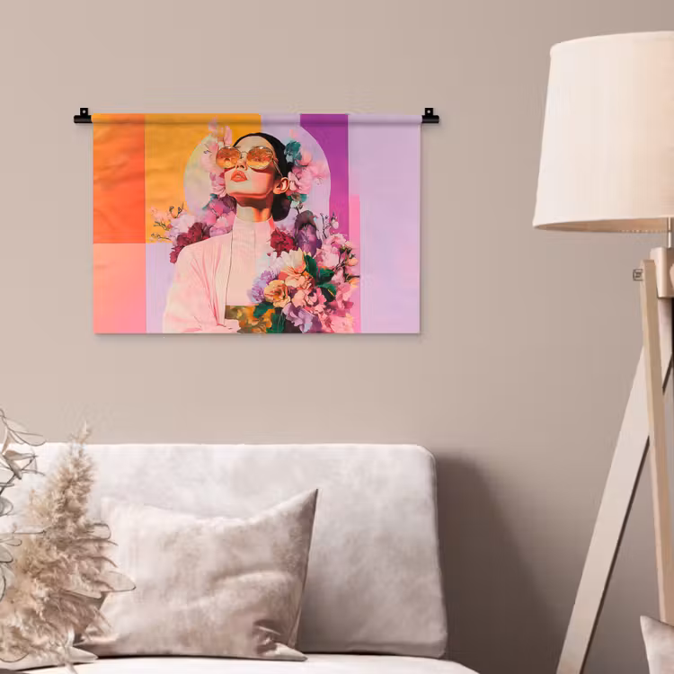 Wandkleed - Portret - Vrouw - Abstract - Bloemen — 2