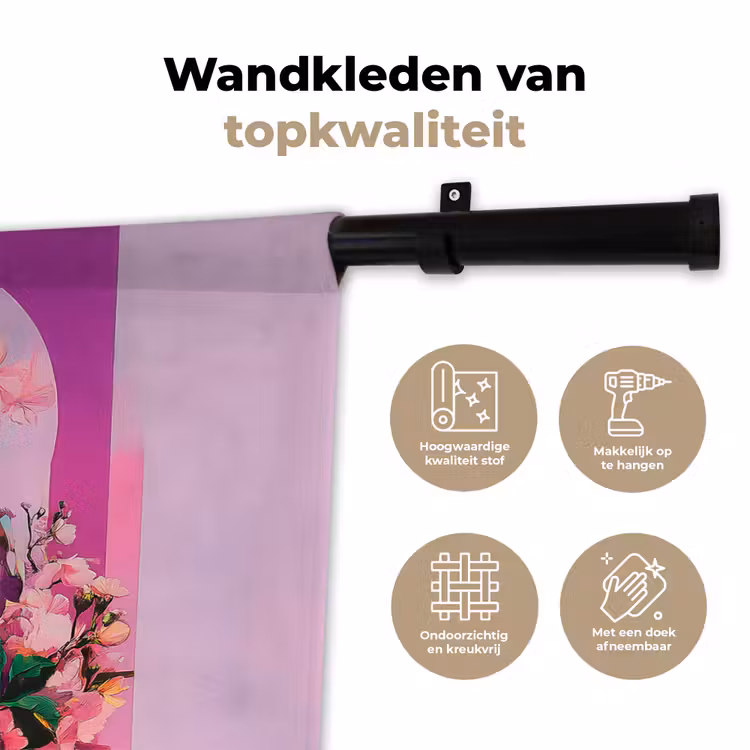 Wandkleed - Portret - Vrouw - Abstract - Bloemen — 3