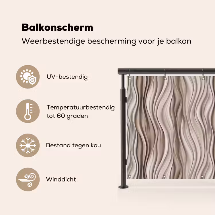 Balkonscherm - Golven - 3D - Crème — 3