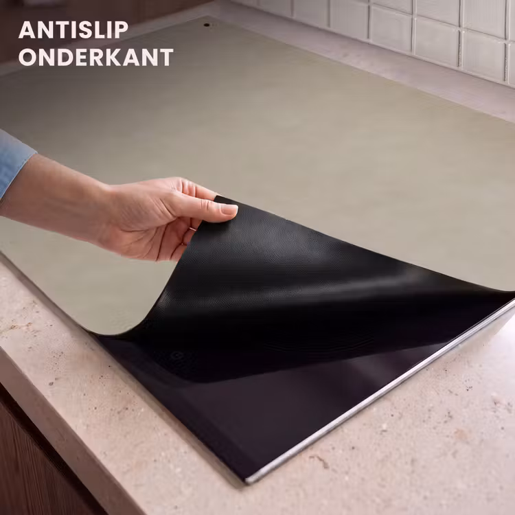 Inductie beschermer en spatscherm (2in1) - Taupekleur - Gewolkt textuur - Natuurlijk — 4