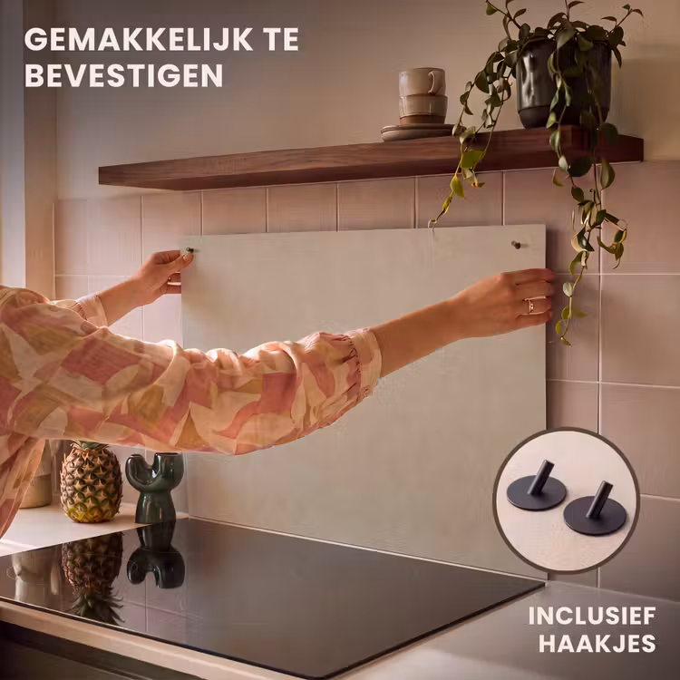 Inductie beschermer en spatscherm (2in1) - Taupekleur - Gewolkt textuur - Natuurlijk — 7