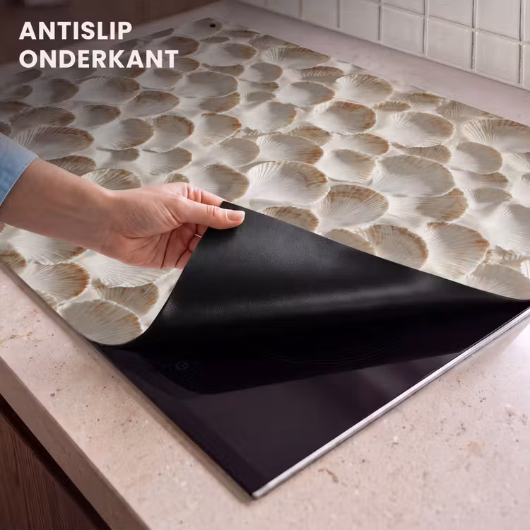 Inductie beschermer en spatscherm (2in1) - Schelpen - Waaiervorm - Wit — 4