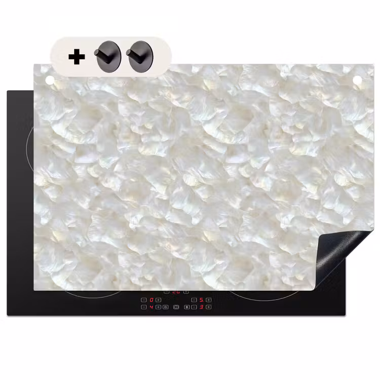 Inductie beschermer en spatscherm (2in1) - Parelmoerglans - Wit - Schelp — 1