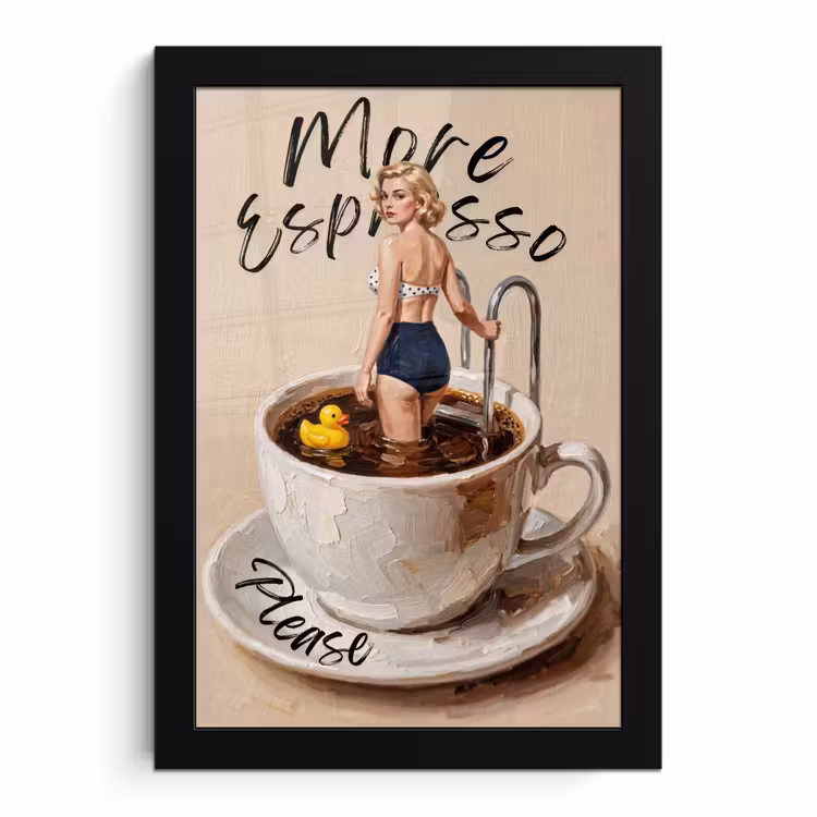 Poster met lijst - Pin Up Koffiekopje Badeend