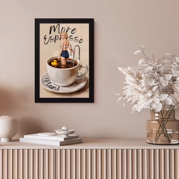 Poster met lijst - Pin Up Koffiekopje Badeend — 5