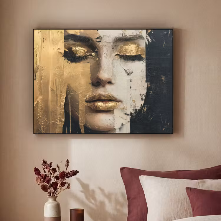 Art Frame - Abstract - Goud - Gezicht - Lippen — 3