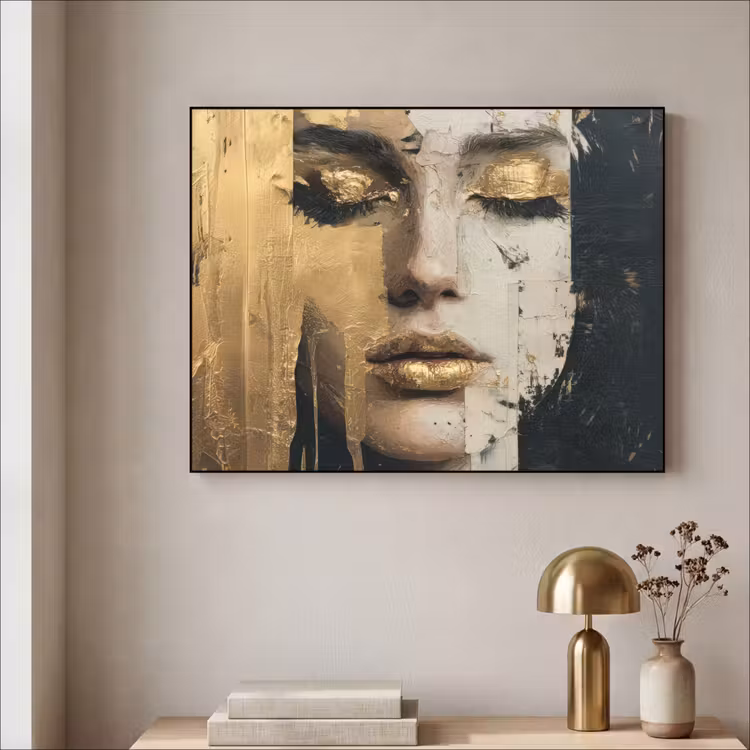 Art Frame - Abstract - Goud - Gezicht - Lippen — 5