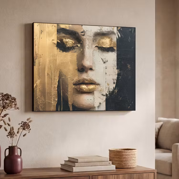 Art Frame - Abstract - Goud - Gezicht - Lippen — 7
