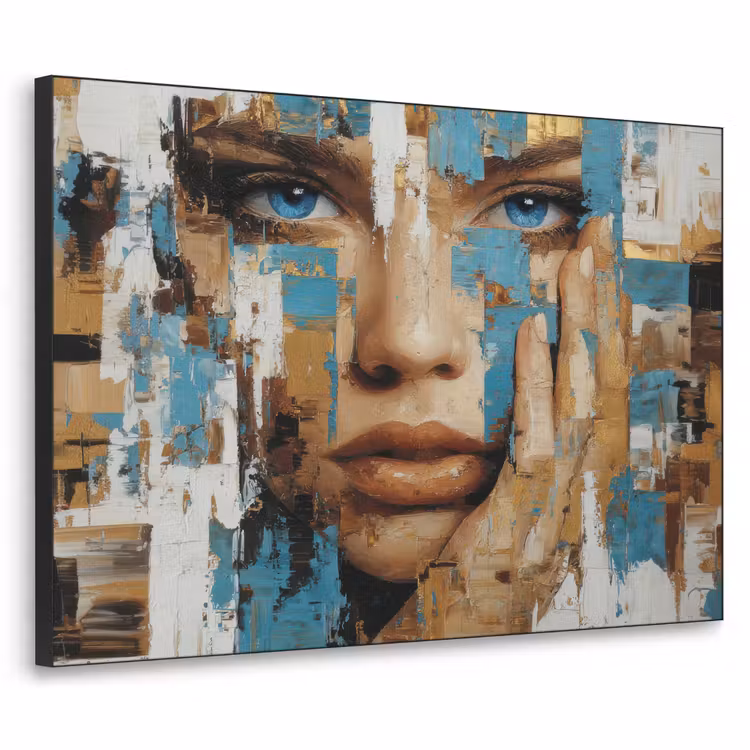 Art Frame - Abstract - Penseelstreken - Blauw - Gezicht — 1
