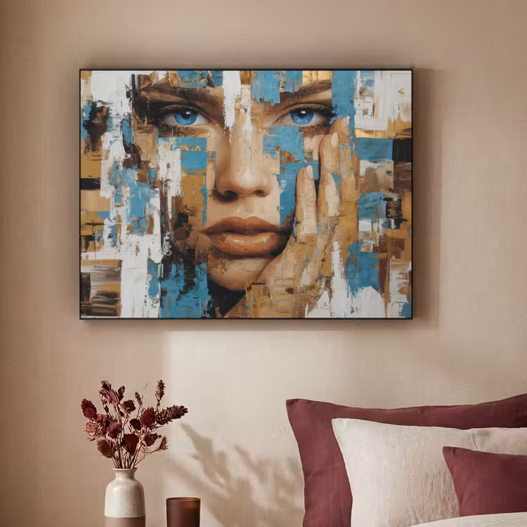 Art Frame - Abstract - Penseelstreken - Blauw - Gezicht — 3