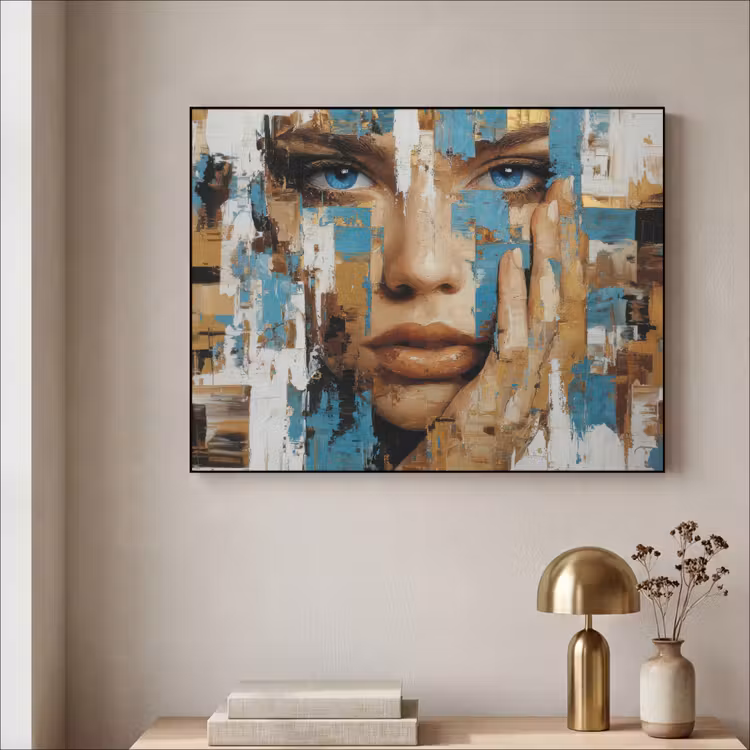 Art Frame - Abstract - Penseelstreken - Blauw - Gezicht — 5