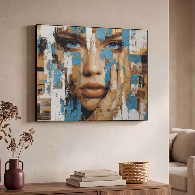 Art Frame - Abstract - Penseelstreken - Blauw - Gezicht — 7