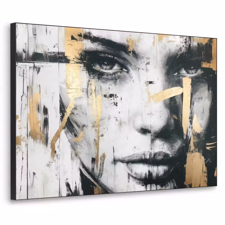 Art Frame - Portret - Vrouw - Penseelstreken - Goud — 1