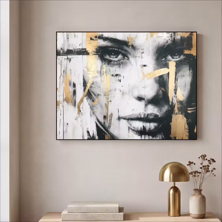 Art Frame - Portret - Vrouw - Penseelstreken - Goud — 5