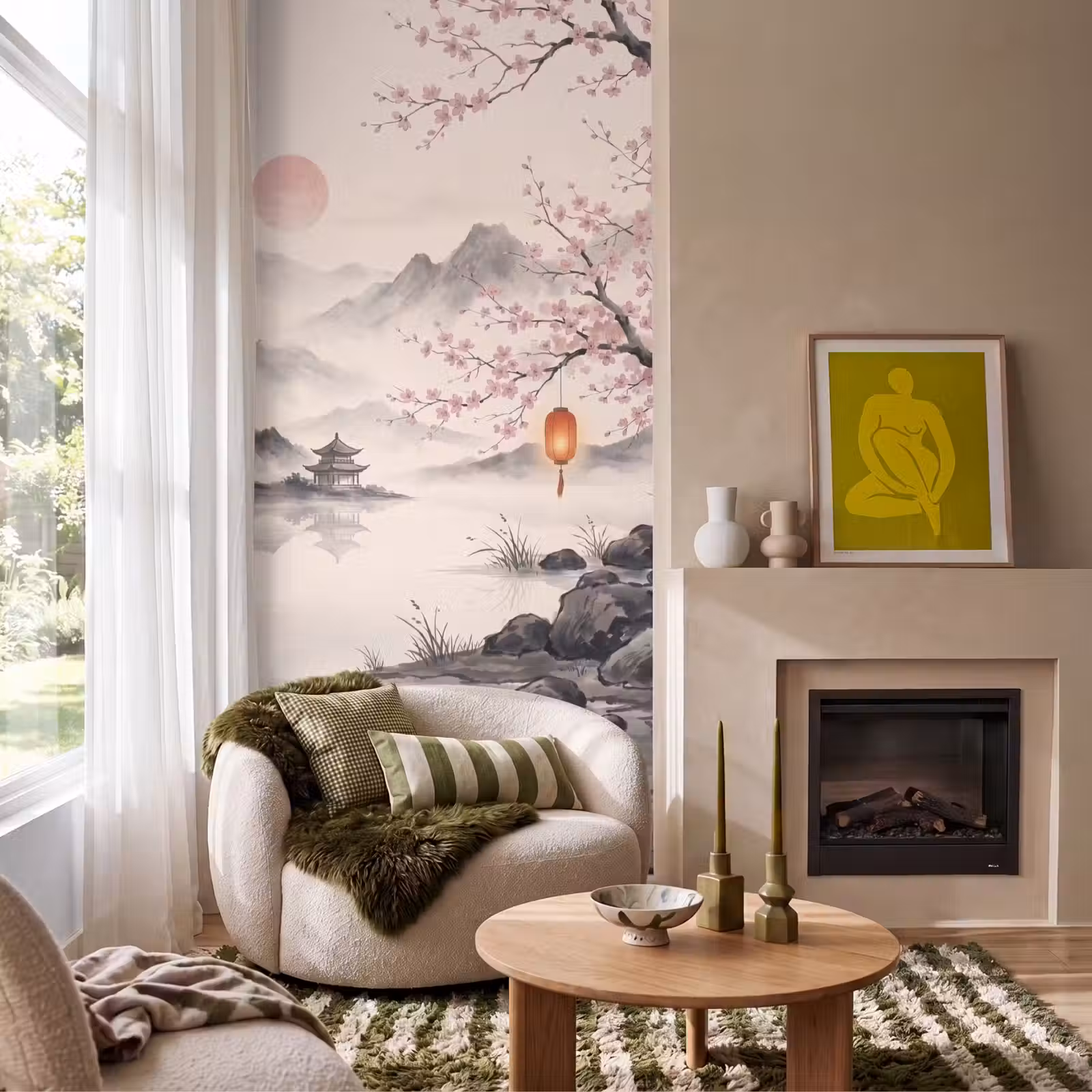 Behang - Zon - Japans - Traditioneel — 1