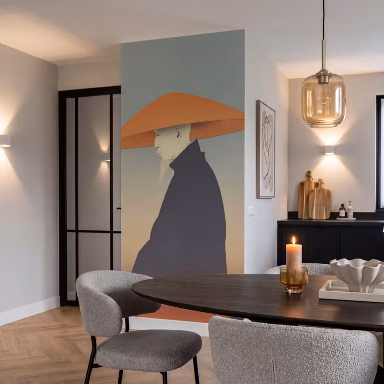 Behang - Minimalistisch - Silhouet - Oranje — 5