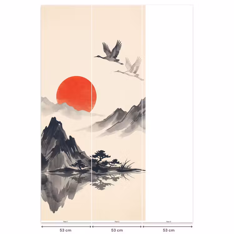 Behang - Oosters - Kraanvogels - Landschap — 6
