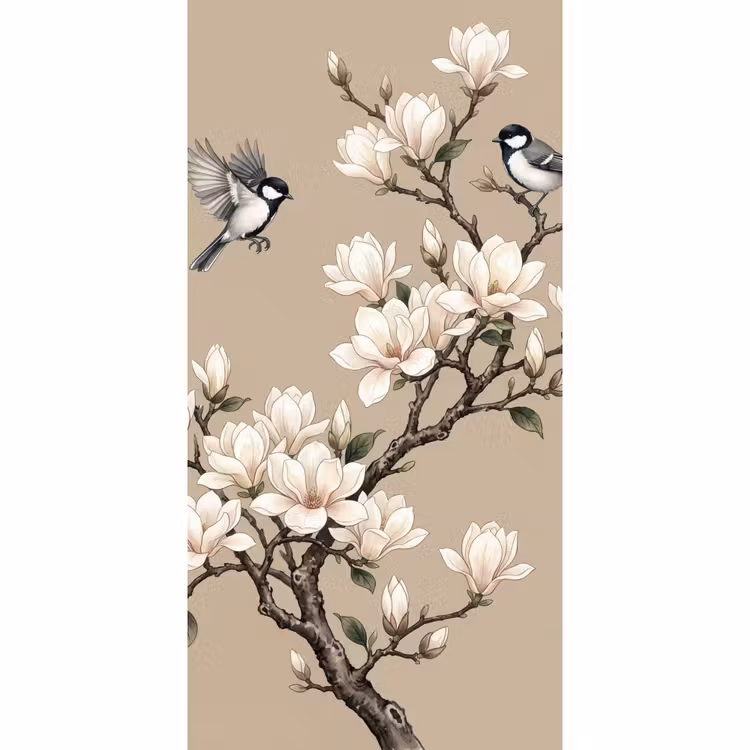 Behang - Oosters - Vogels - Beige — 2