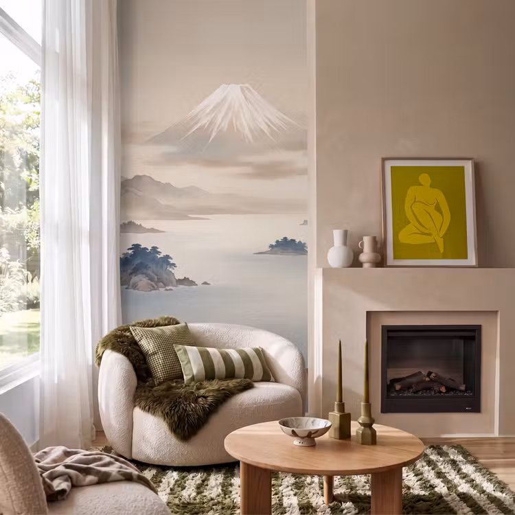 Behang - Japans - Landschap - Beige — 1